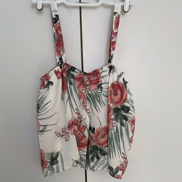 NEW La Vie En Rose Pink White and Green Floral Tank Top With Removable Straps S - Picture 3 of 9